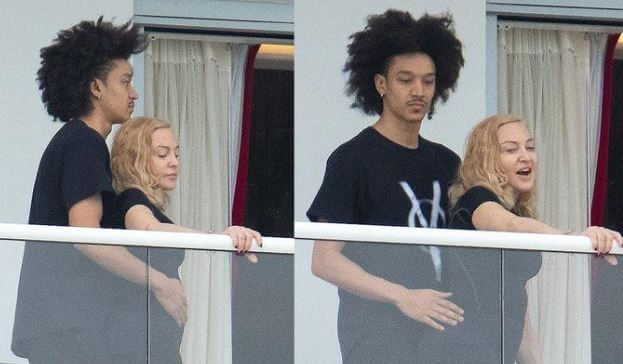 Estere Ciccone mother Madonna getting cozy with Ahlamalik Williams on a Miami hotel balcony.